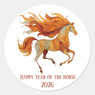 2026 Happy Year of the Horse Design Classic Round Sticker
