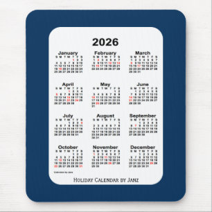2026 Holiday Police Box Blue Calendar by Janz Mouse Pad