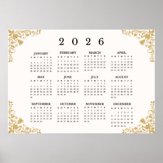 2026 Horizontal Wall Calendar Poster