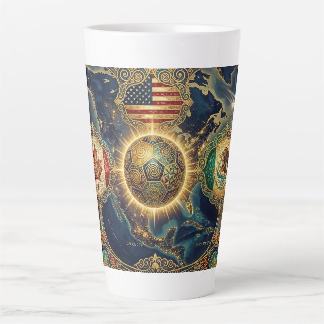 2026 Host Nations USA Mexico Canada Soccer Latte Mug (Front)