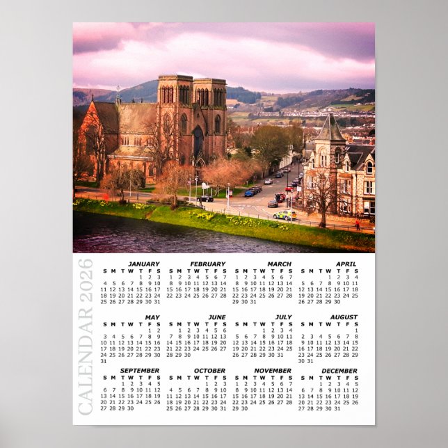 2026 Inverness Calendar, Scottish Highlands Poster (Front)