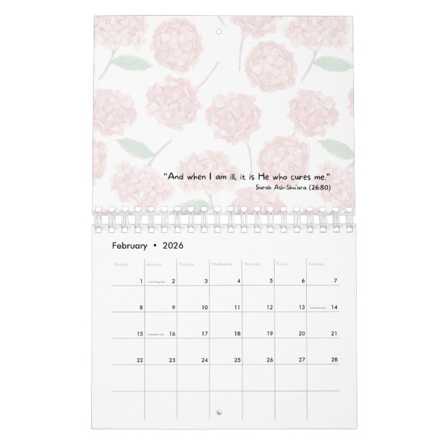 2026 Islamic Calendar with Quran Quotes (small) (Feb 2026)