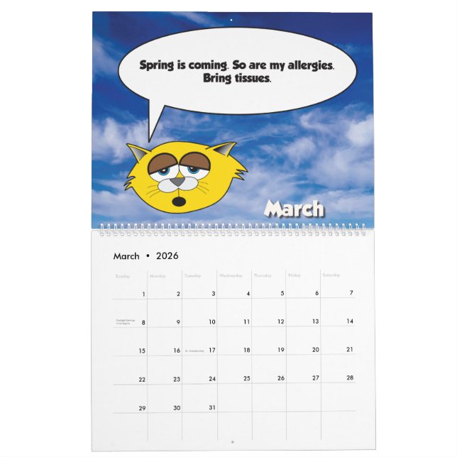 2026 Jerry The Cat Calendar (Mar 2026)