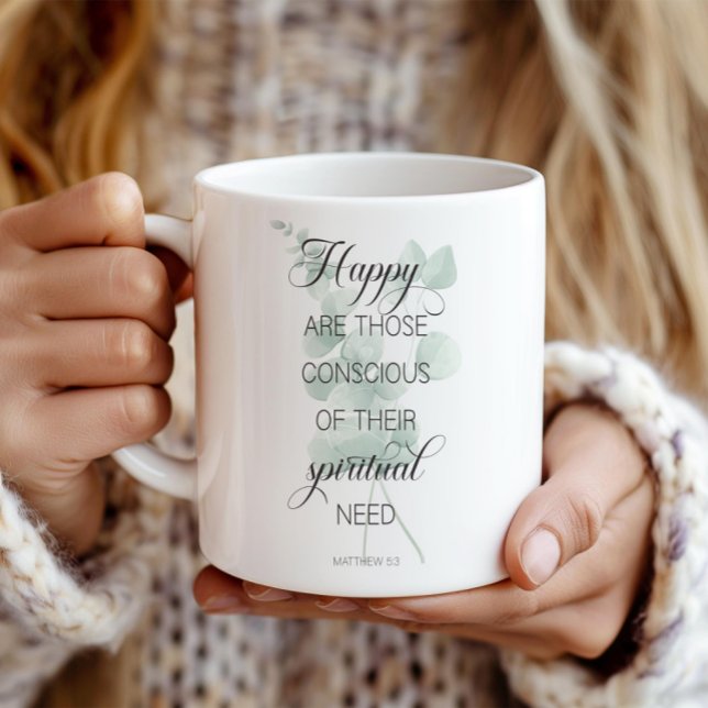 2026 JW Year Text Matthew 5:3 Green Eucalyptus Coffee Mug (Creator Uploaded)