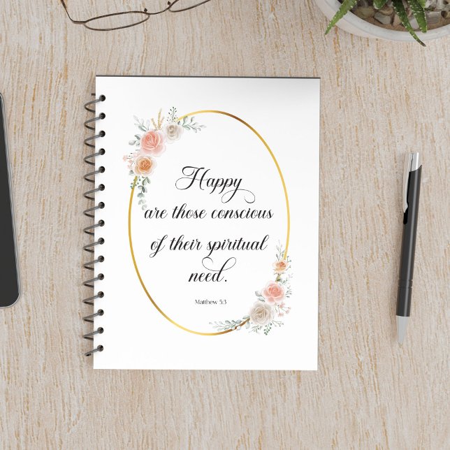 2026 JW Year Text Matthew 5:3 with Roses Notebook (Creator Uploaded)