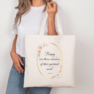 2026 JW Year Text Matthew 5:3 with Roses Tote Bag