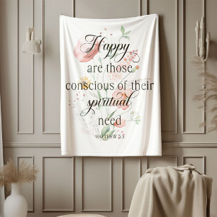 2026 JW Year Text Matthew 5:3 with Spring Flowers Fleece Blanket