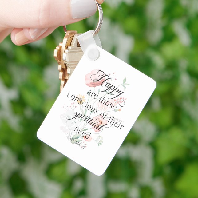 2026 JW Year Text Matthew 5:3 with Spring Flowers Keychain (Creator Uploaded)