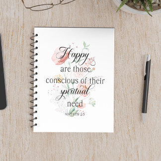 2026 JW Year Text Matthew 5:3 with Spring Flowers Notebook