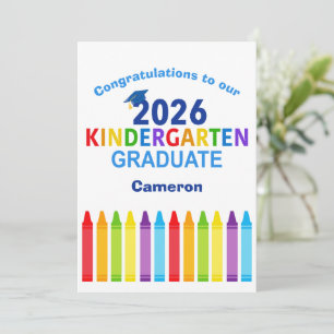 2026 Kindergarten Graduate Custom Cute Graduation Card