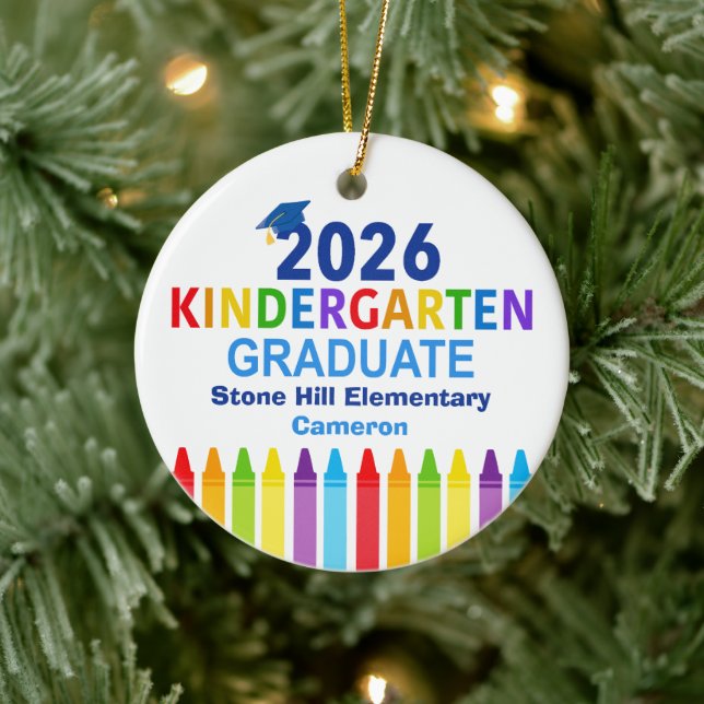 2026 Kindergarten Graduate Custom Graduation Photo Ceramic Ornament (Tree)