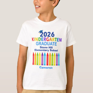 2026 Kindergarten Graduate Cute Crayon Custom Kids T-Shirt
