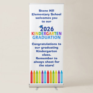 2026 Kindergarten Graduation Crayon Custom School Retractable Banner