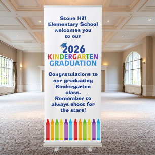 2026 Kindergarten Graduation Crayon Custom School Retractable Banner