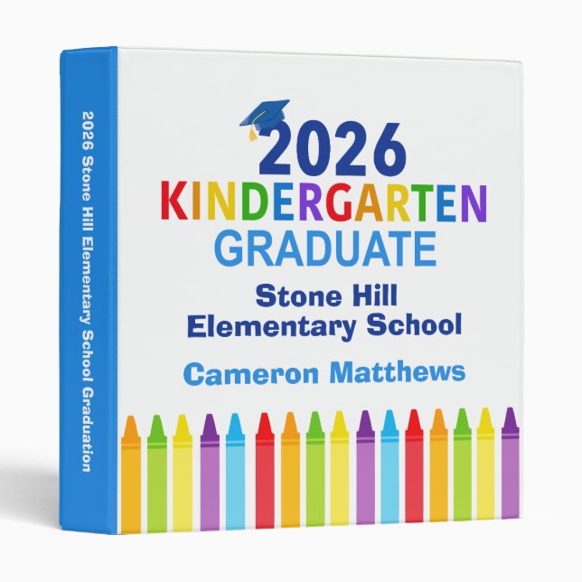 2026 Kindergarten Graduation Custom Photo Album 3 Ring Binder (Front/Spine)