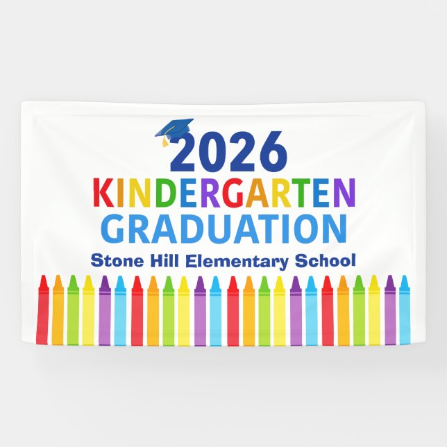 2026 Kindergarten Graduation Elementary School Banner (Horizontal)