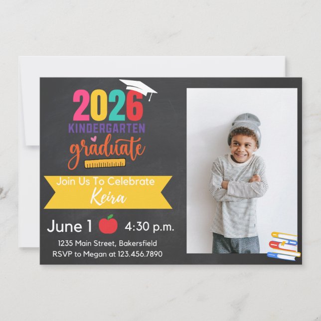 2026 Kindergarten Graduation Invitation with Photo (Front)