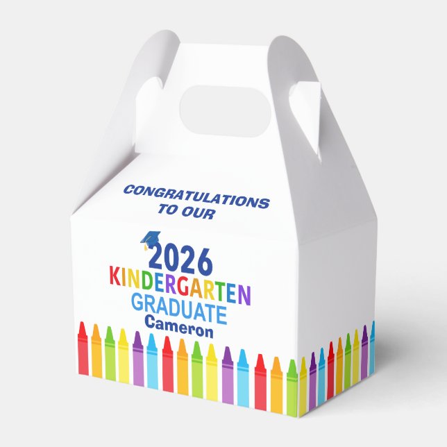 2026 Kindergarten Graduation Party Custom Graduate Favor Boxes (Front Side)