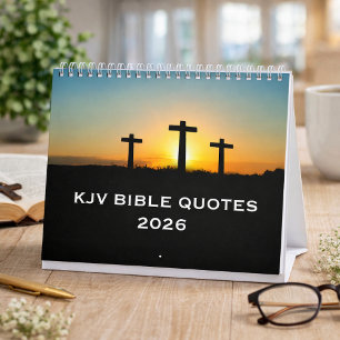 2026 KJV Bible Scripture Three Crosses Church Calendar