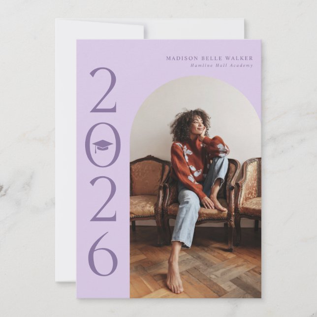 2026 Lavender Arch Graduation Announcement (Front)