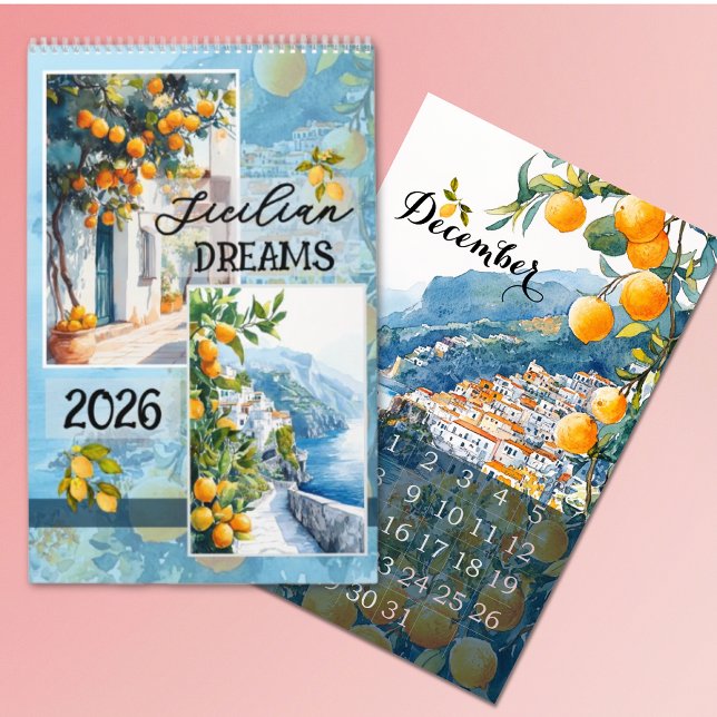 2026 lemon watercolor Travel sicilian Calendar (Creator Uploaded)