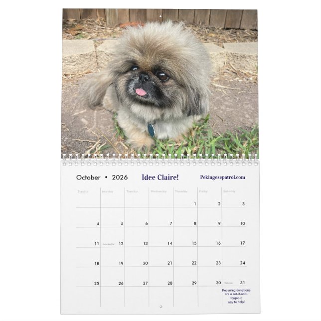 2026 Liz E.'s Pekingese Calendar (Oct 2026)