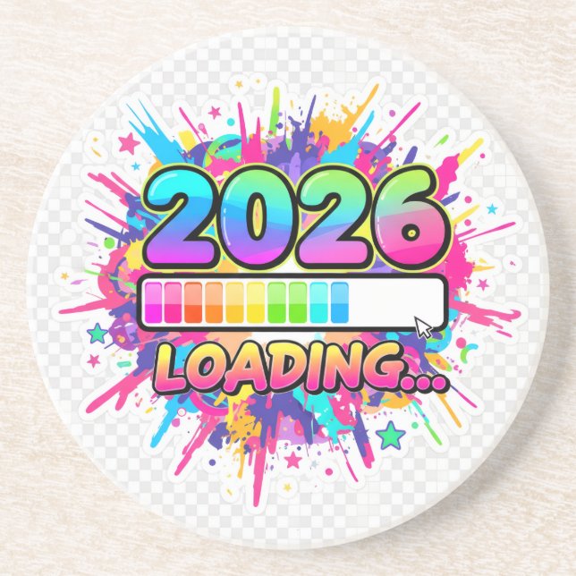 2026 Loading... Progress Bar Sticker Coaster (Front)