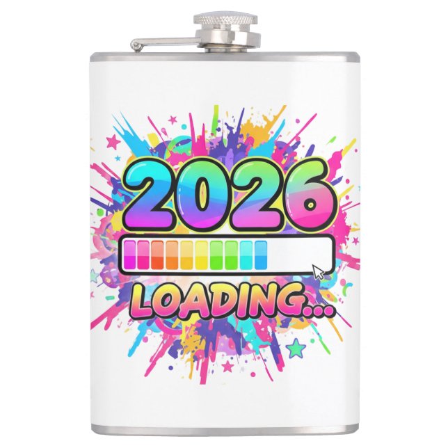 2026 Loading... Progress Bar Sticker Flask (Front)