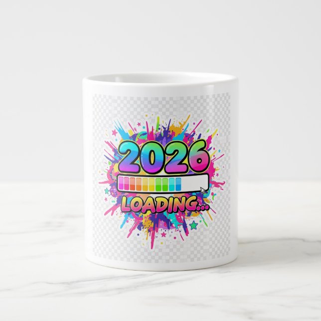 2026 Loading... Progress Bar Sticker Giant Coffee Mug (Front)