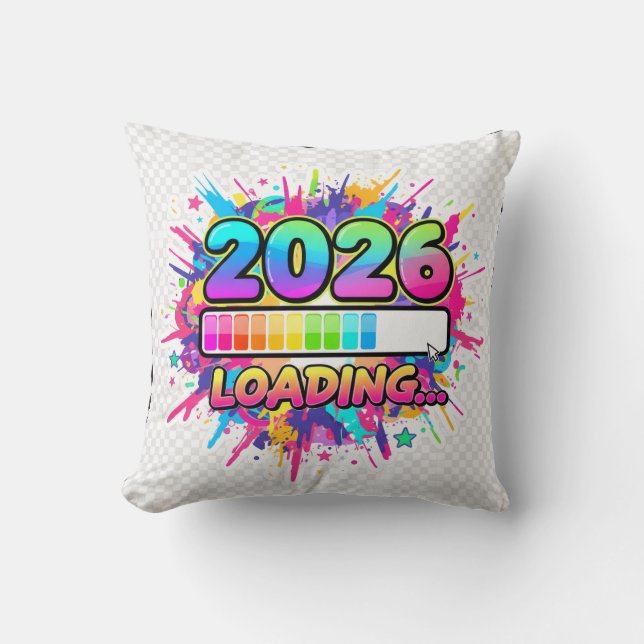 2026 Loading... Progress Bar Sticker Throw Pillow (Front)