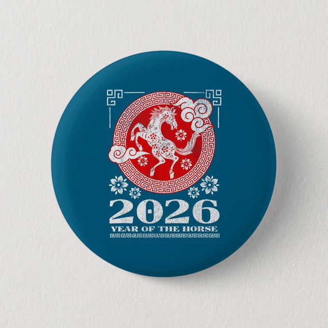2026 Lunar Chinese New Year Fire Horse  Button (Front)