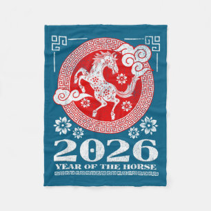2026 Lunar Chinese New Year Fire Horse Fleece Blanket