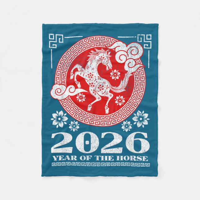 2026 Lunar Chinese New Year Fire Horse  Fleece Blanket (Front)