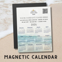 2026 Magnet Calendar Business Name Logo QR Code