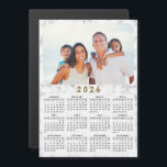 2026 Magnetic Calendar White Marble Your Photo<br><div class="desc">Create a unique 2026 full year calendar magnet with a custom photo on a stylish white marble background. The black, gray and white design with a colorful picture is perfect as a practical gift idea or a keepsake for Christmas and New year for family, friends, colleagues and everyone who you'd...</div>