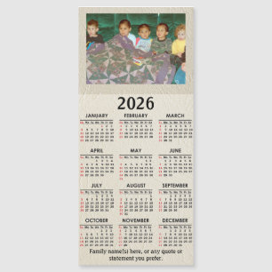 2026 Magnetic Calendar with Your Photo and text