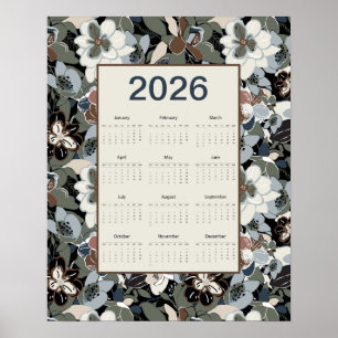 2026 Magnolia Floral Calendar Poster