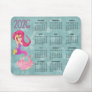 2026 Mermaid Desk Calendar Mouse Pad
