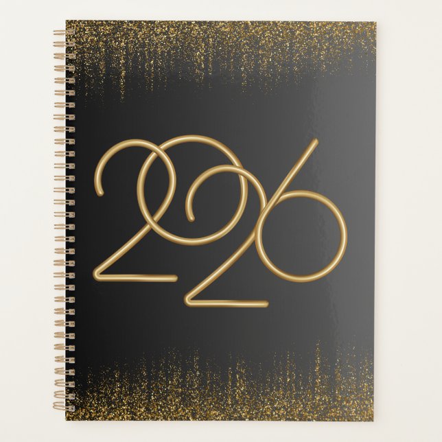 2026 Minimal Black & Gold Planner Cover  (Front)