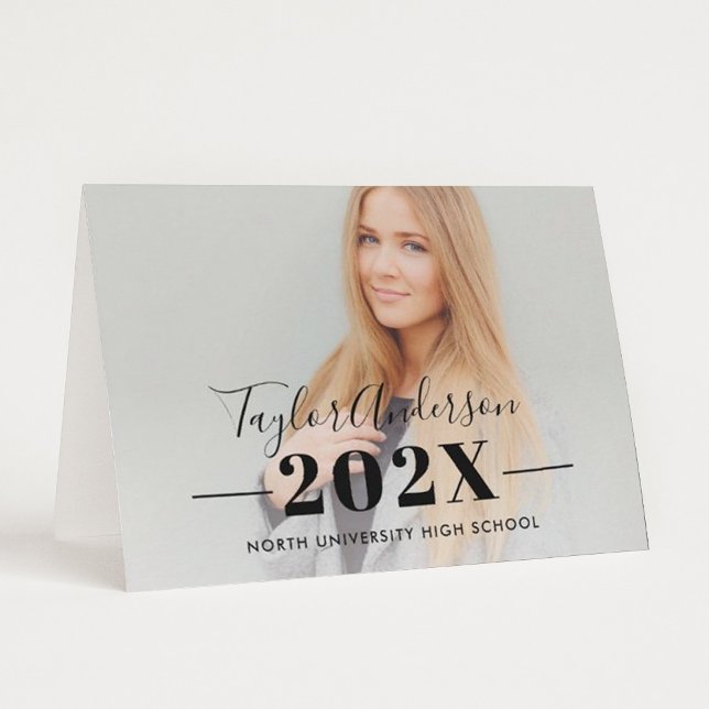 2026 Minimalist Black Custom Photo Graduation Thank You Card (Creator Uploaded)