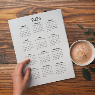2026 Minimalist Calendar Postcard