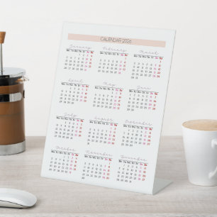 2026 Minimalist Magnetic Calendar  Pedestal Sign