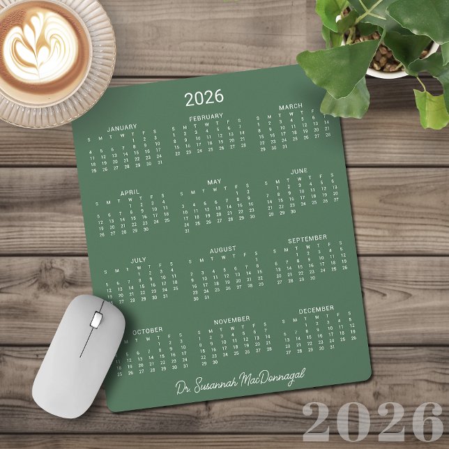 2026 Minimalist Modern Sage Green Desk Calendar Mouse Pad (2026 Minimalist Modern Sage Green Desk Calendar Mouse Pad)