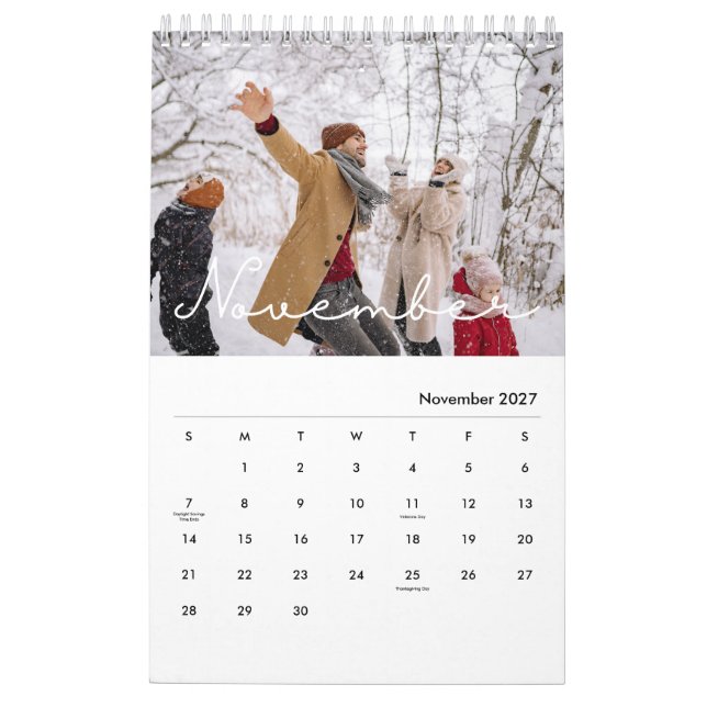 2026 Minimalist Script Custom Photo Calendar (Nov 2027)