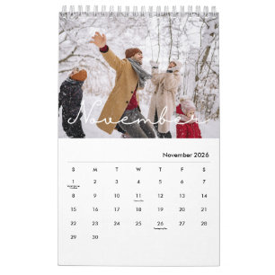 2026 Minimalist Script Custom Photo Calendar