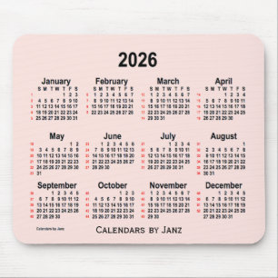 2026 Misty Rose 52 Weeks Calendar by Janz Mouse Pad