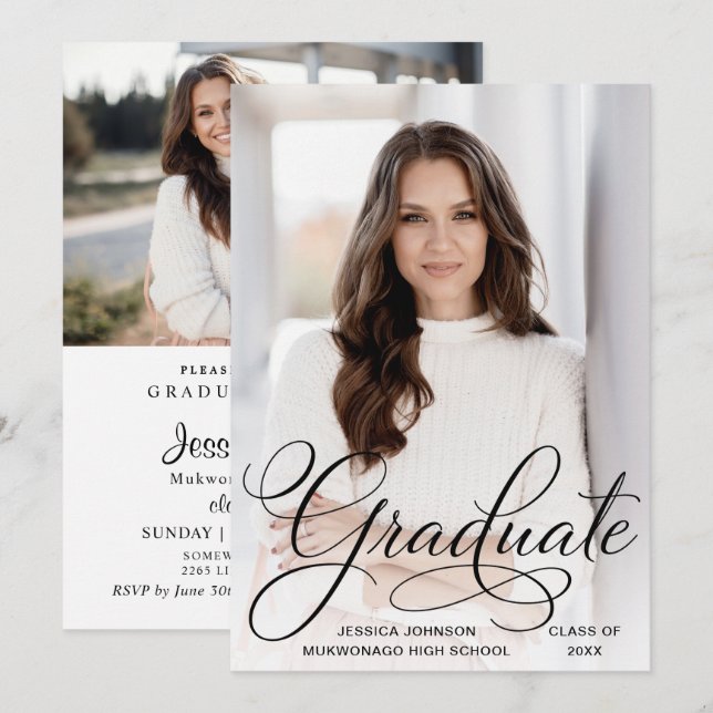 2026 Modern 2 PHOTO Graduation Party Invitation (Front/Back)