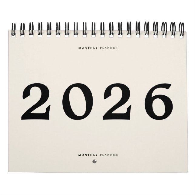 2026 Modern Black Beige American Monthly Planner Calendar (Cover)