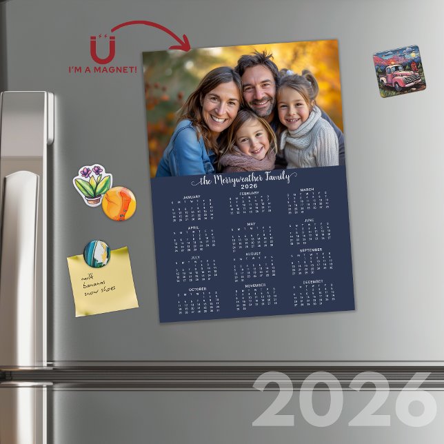 2026 Modern Blue Simple Photo Calendar (2026 Modern Blue Simple Photo Calendar Cards with Envelopes)