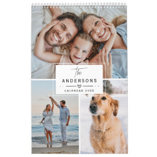 2026 Modern Elegant Custom Family Photo Collage Calendar